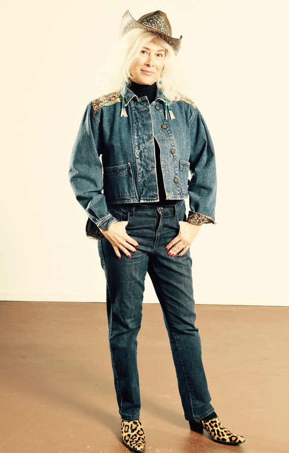 80's Denim Tapestry Jacket/ Tapestry Denim Jacket/
