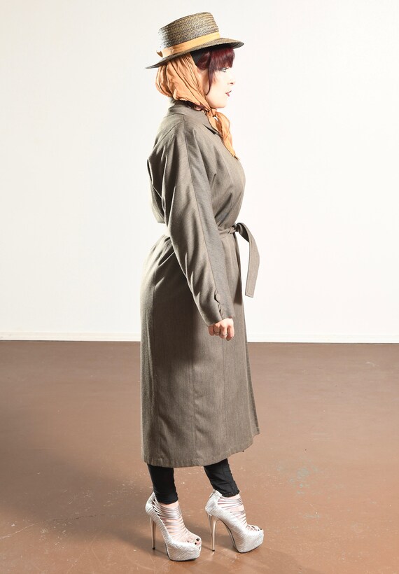 London Fog Trench Coat/ Olive Wool Trench Coat/ W… - image 3