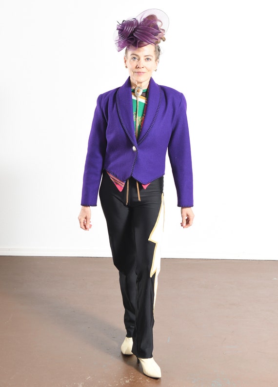 Western Purple Wool Coat/ Southwest Cropped BLaze… - image 2