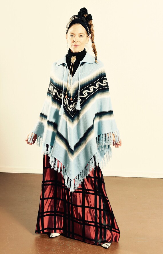 Vintage Fringe Poncho/ 70's Fringe Poncho/ South A