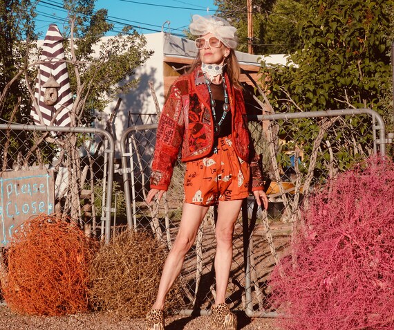 Kantha Patchwork Jacket, Patchwork Bolero, India … - image 2