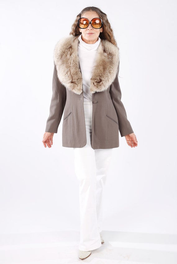 Evan Picone/ Fur Collar Coat/ Fur Collar Blazer/ … - image 6