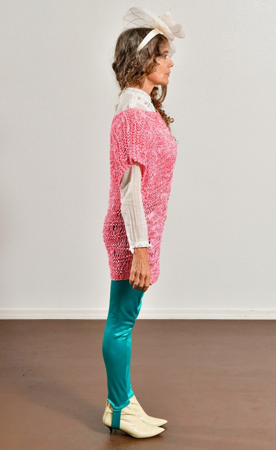 Hand Knit by J.R.Gould/ Pink Ribbon Sweater/ Pink… - image 3