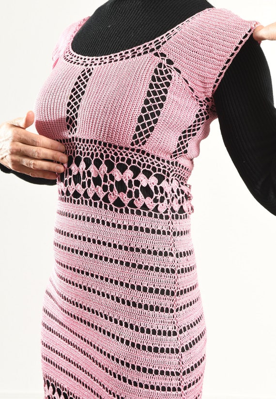 Hugo Buscati Collection/ Pink Crochet Dress/ Croc… - image 8