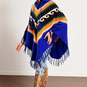 Vintage Poncho/ South American Poncho/ 70's Poncho/ Fringe Poncho/ Ecuador Poncho/ Size S-M image 6