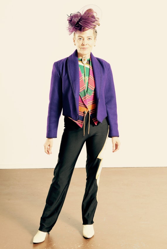 Western Purple Wool Coat/ Southwest Cropped BLaze… - image 1