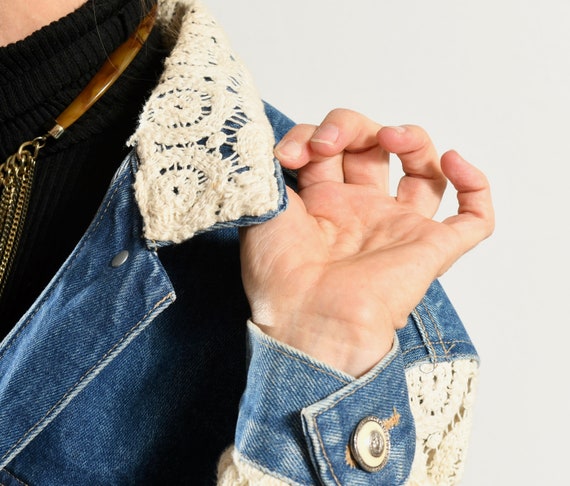 Cache/ Denim Jacket/ Denim Crochet Jacket/ Altere… - image 7