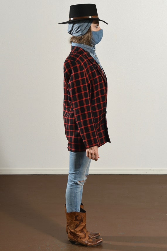 80's Double Breasted Plaid Blazer, Preppy School … - image 3