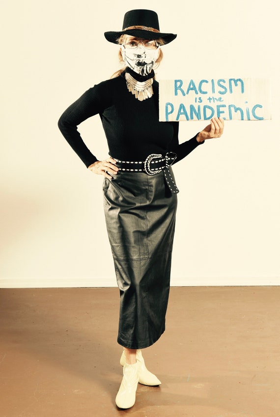 Pioneer Wear/ Pioneer Wear Leather Skirt/ Long Lea