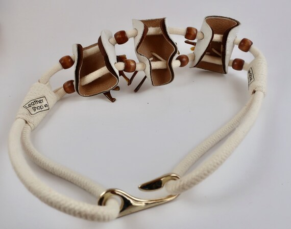 Safari Belt/ Ostrich Leather Belt/ White Ostrich … - image 5