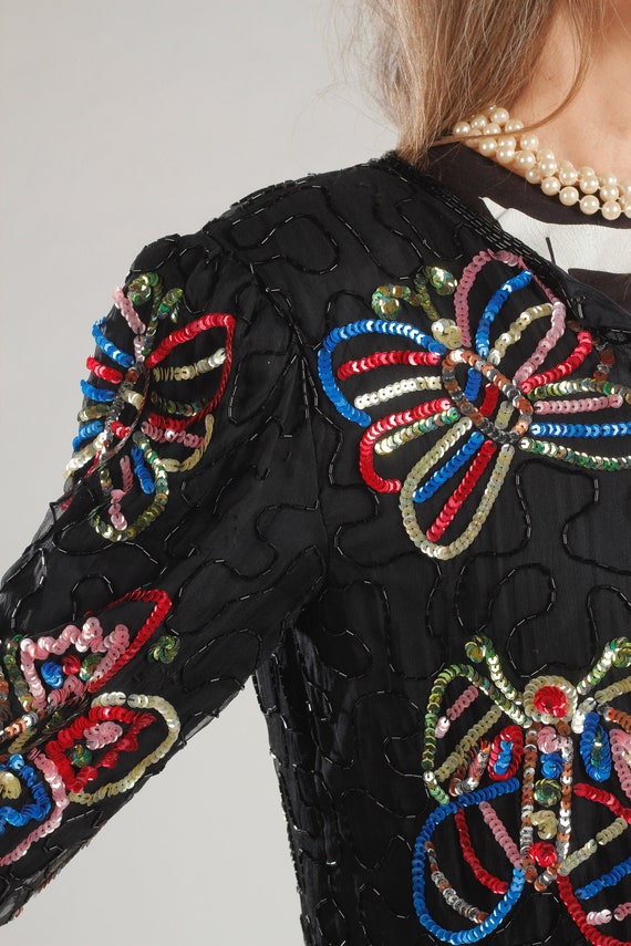 American Night/ Sequin Butterfly Jacket/ Multi-Co… - image 7