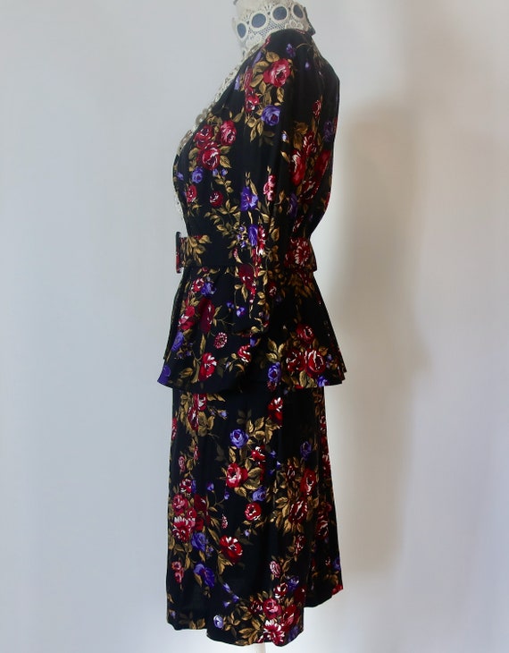 Leslie Fay, 80s Floral Two Piece Skirt Set, Penci… - image 3