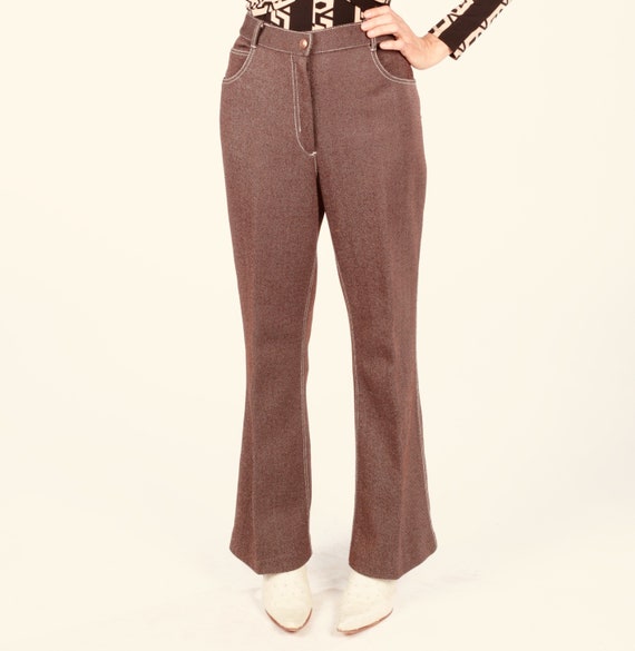 70's Pants/ 70s Brown Pants/ 70s Slacks/ 70s Brow… - image 1