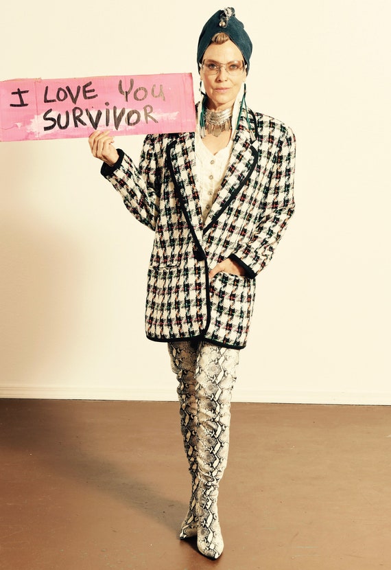 Anthony Michael/ Wool Plaid Blazer/ White Plaid Bl