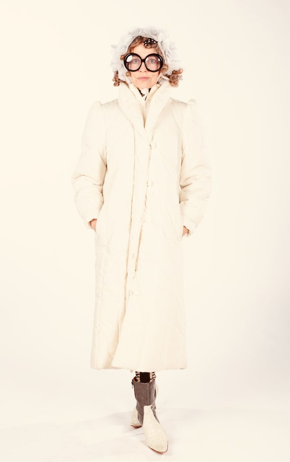 Y2K White Long Puffer Jacket, quilted padded Bomber c… Gem