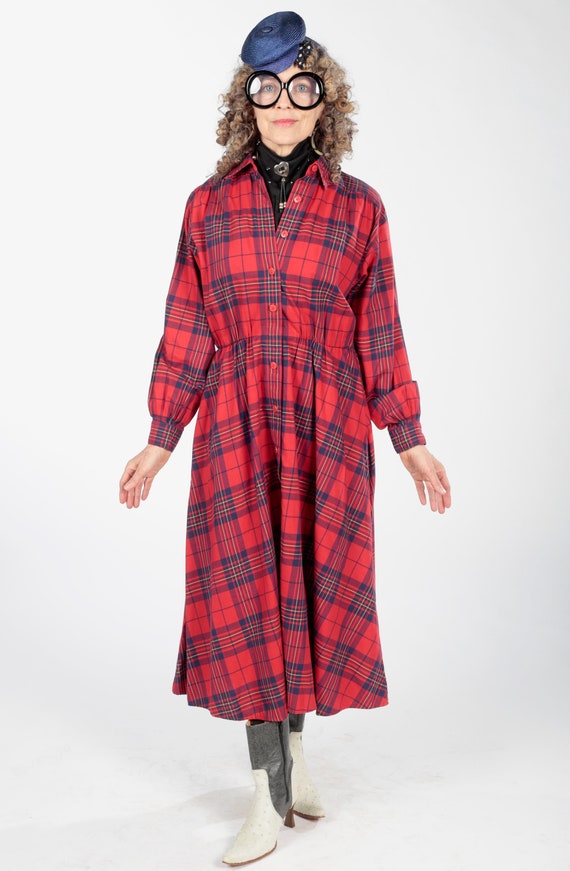 Liz Claiborne Dress/ 80s Shirtdress/ Plaid Shirtd… - image 3