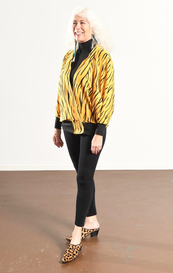 90's Animal Print Sweat-Zhirt/ Zebra Print Cardig… - image 6