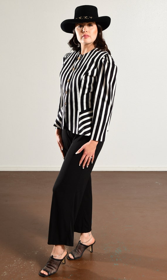 Donna Morgan/ 80's Striped Shirt/ 80's Striped Ja… - image 5
