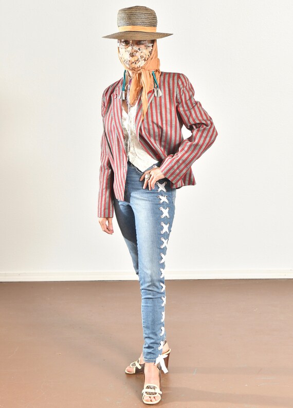 Giorgio Sant'Angelo/ Candy Striped Blazer/ Croppe… - image 5