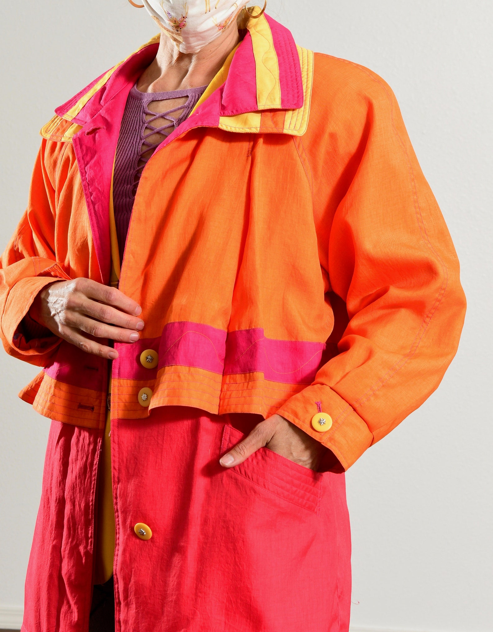 J Gallery/ 80's Anorak Jacket/ 80's Rave/ Hot Pink Etsy