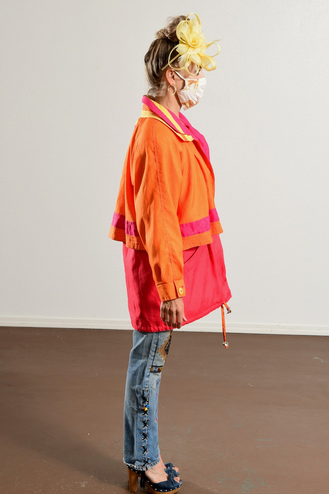 J Gallery/ 80's Anorak Jacket/ 80's Rave/ Hot Pink Etsy