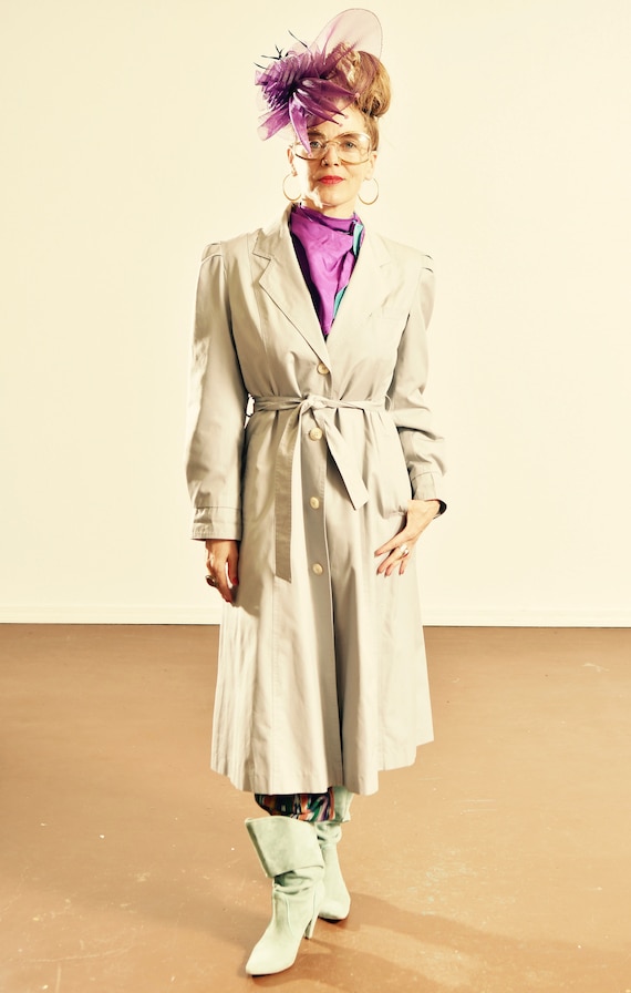 Vintage Gray Trench Coat/ J. Gallery 70's Trench C