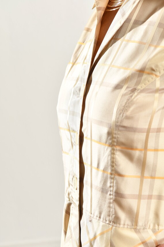 Adrienne Vittadini Silk Plaid Dress/ Preppy Beige… - image 7