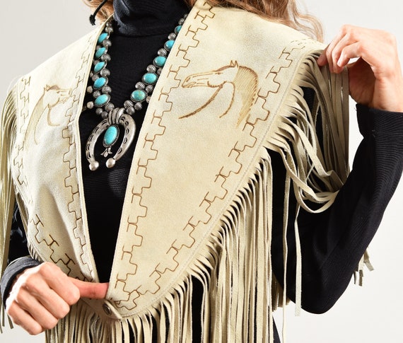 Leather Fringe Cape, Tooled Leather Purse, Calvin… - image 7