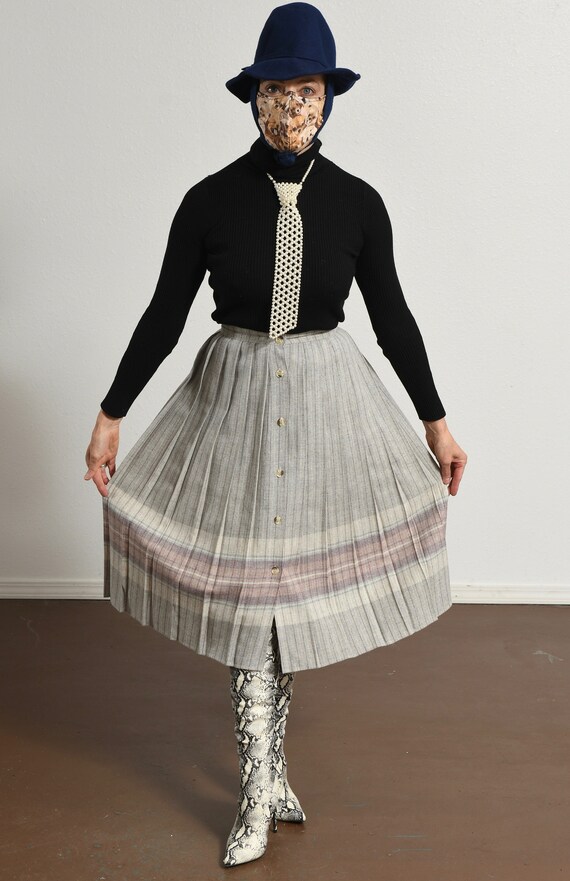 Clyde/ Wool Pleated Skirt/ Gray Pleated Skirt/ Pl… - image 3