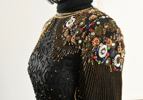 Carina/ 80's Silk Beaded Top/ 80's sequin Top/ Go… - image 8