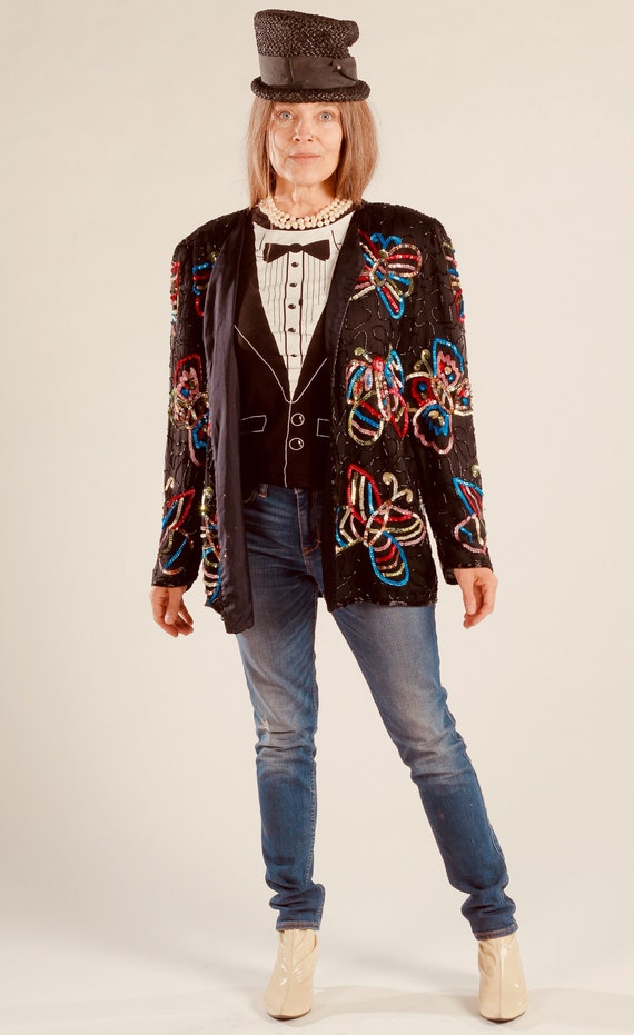 American Night/ Sequin Butterfly Jacket/ Multi-Col