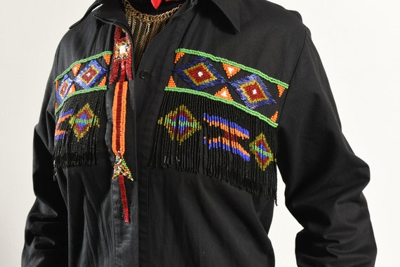 Lew Magram New York/ Beaded Western Shirt/ Black … - image 8