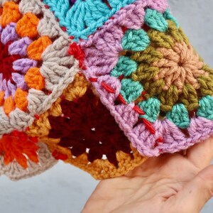 Granny Square Balaclava Hat, Crochet Winter Cap, Hand Knit Balaclava, Crochet Helmet Hat, Folk Art Helmet image 10