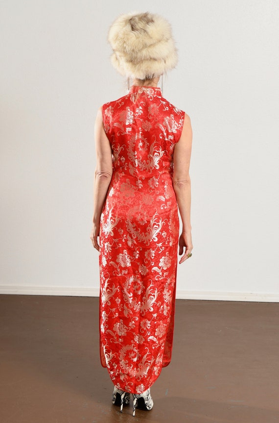 Red and White Gold Cheongsam Dress/ Huamei Fashion Ch - Gem