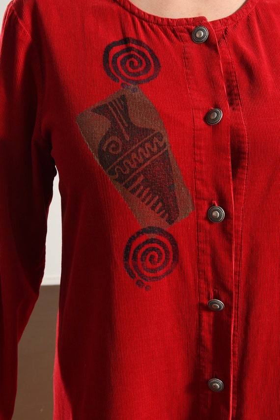 Blue Cactus Dress/ Southwest Corduroy Dress/ Red … - image 8