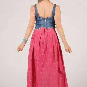 80's Preppy Pink Skirt, Long Prairie Skirt, Full Pleated Midi, Levi Strauss Skirt, Perry Ellis image 4