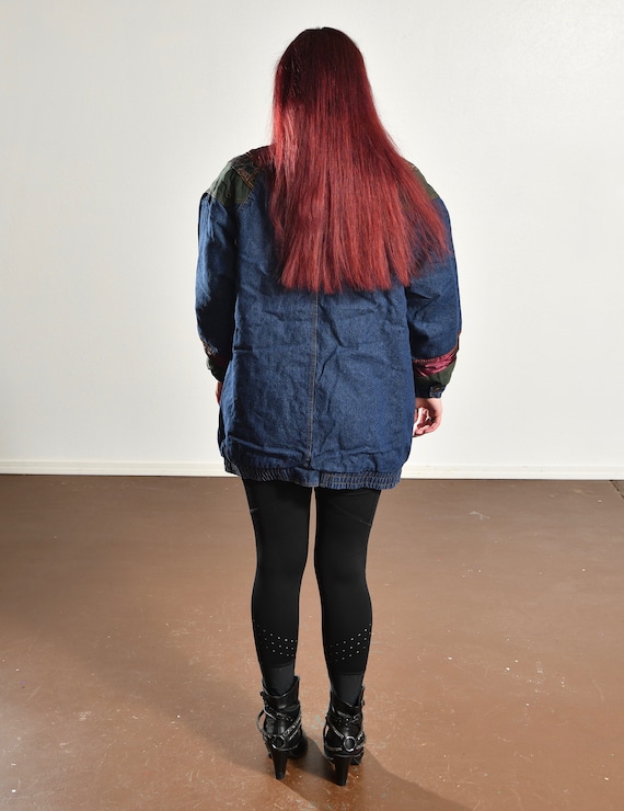 80's Denim Padded Coat, Winter Jean Jacket, South… - image 4