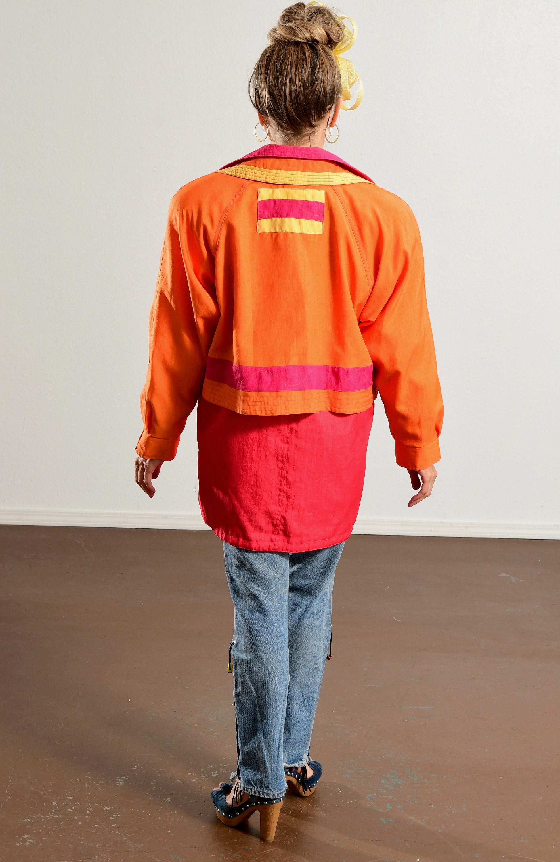 J Gallery/ 80's Anorak Jacket/ 80's Rave/ Hot Pink Etsy