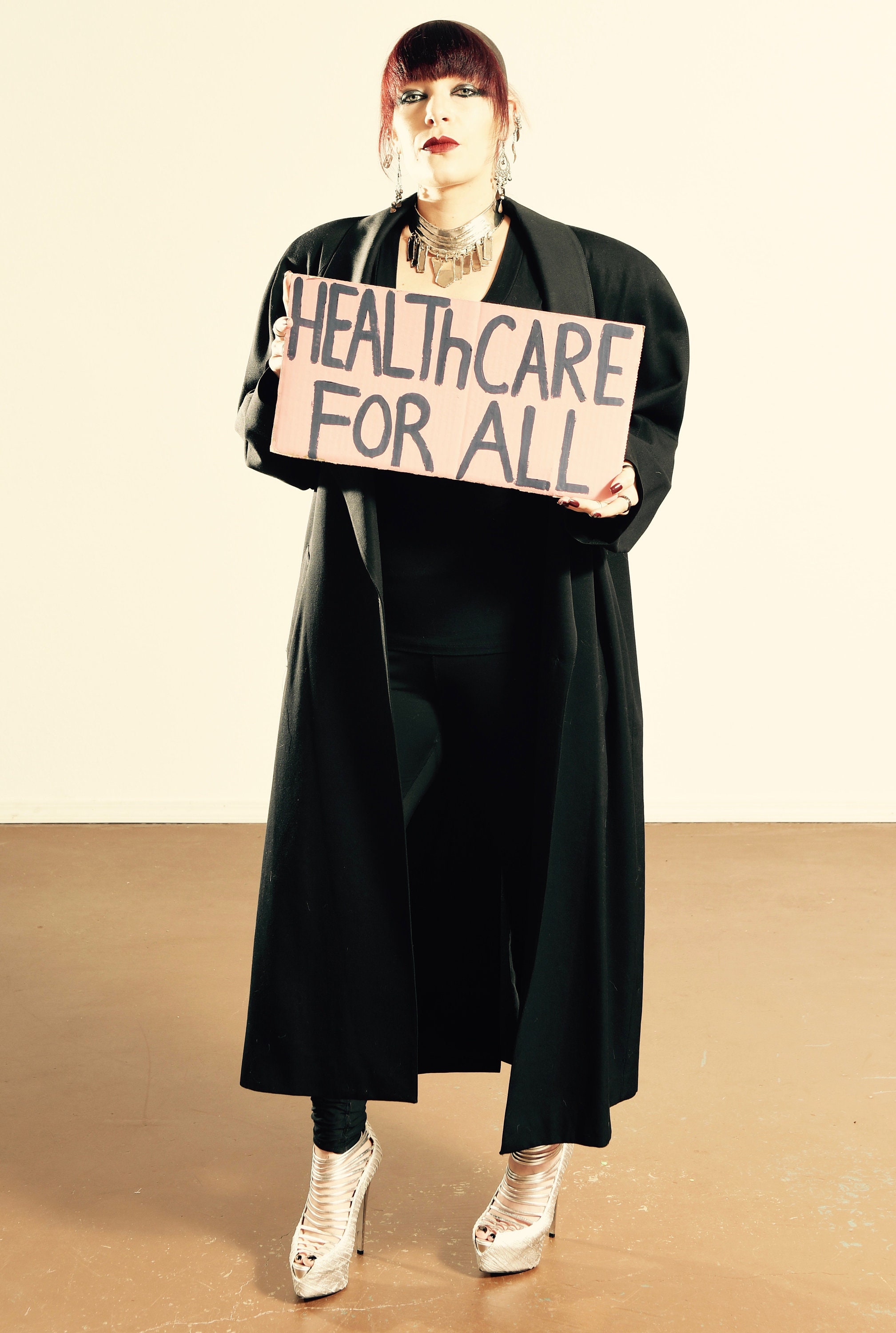Linda Richards/ 80's Black Wool Overcoat/ 80's Black Wool