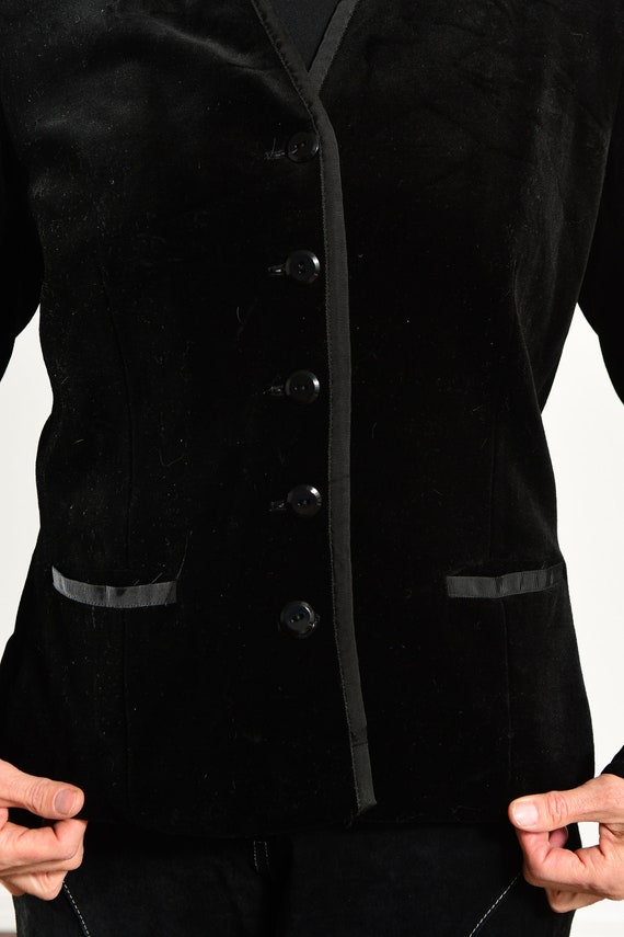 Butte/ Black Velvet Blazer/ Cropped Velvet Jacket… - image 7