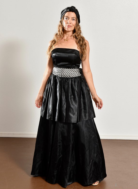 Black Strapless Evening Gown With Big Bow, Vintage Black Tie Ballroom Dress,  RARE GUNNE SAX by Jessica Mcclintock -  Canada