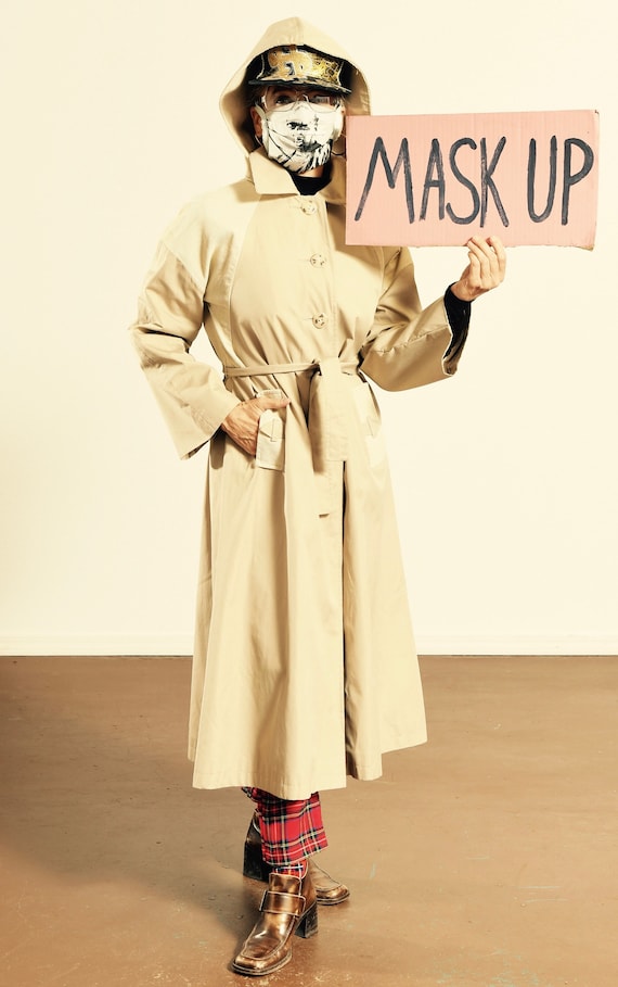 70's Trench Coat/ Corduroy Trench Coat/ Beige Tren