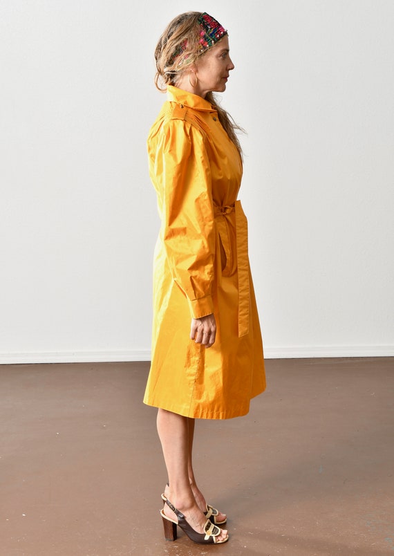 Yellow Trench Coat, 80's Rain Coat, Puff Sleeve, … - image 3