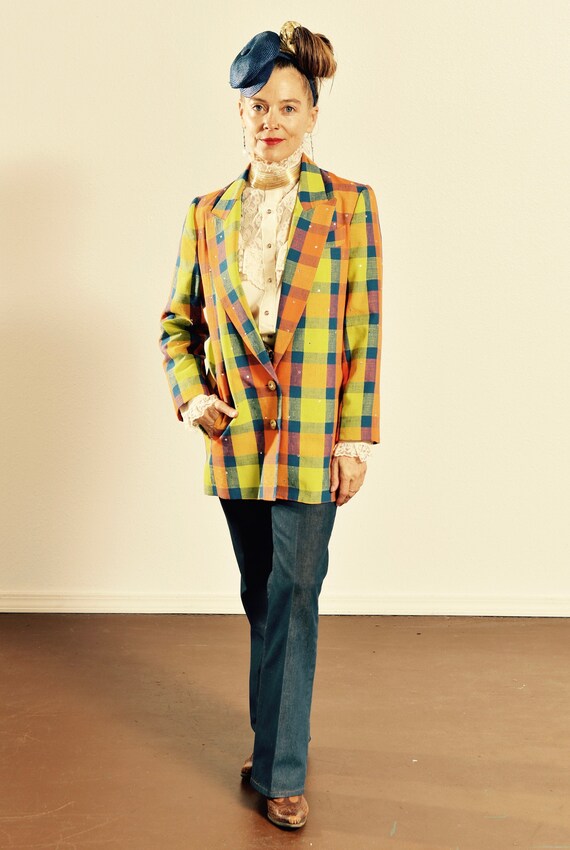 CRISCIONE Blazer/ Vintage Plaid Blazer/ 80's Plaid