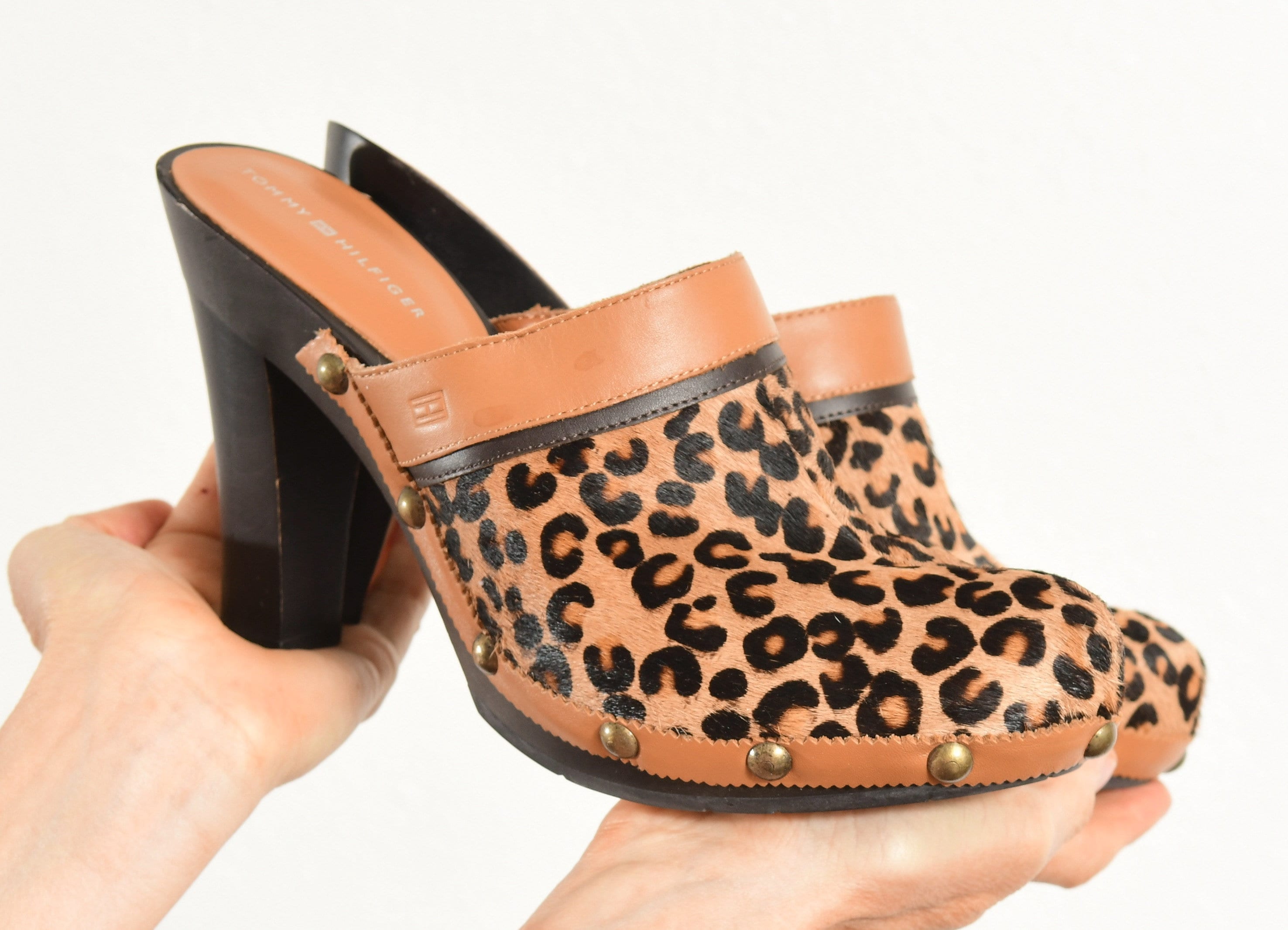 Leopard Print Studded Clogs Cheetah Pattern Mules Platform - Etsy