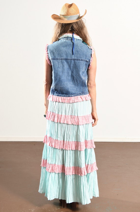 Cowgirl Denim Vest, Gingham Print Ruffle Skirt, S… - image 4