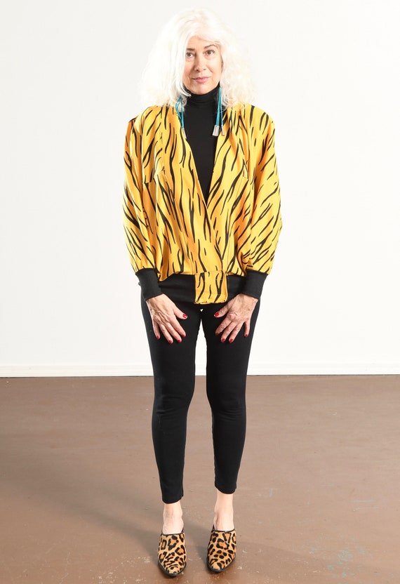 90's Animal Print Sweat-Zhirt/ Zebra Print Cardig… - image 2