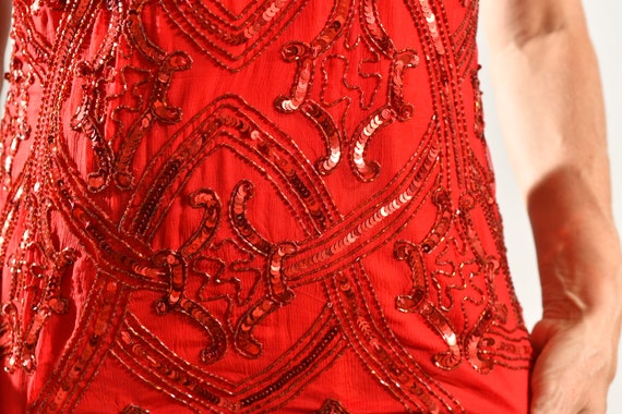 Vintage Stenay Red Silk Sequin Top/ Holiday Sequi… - image 9
