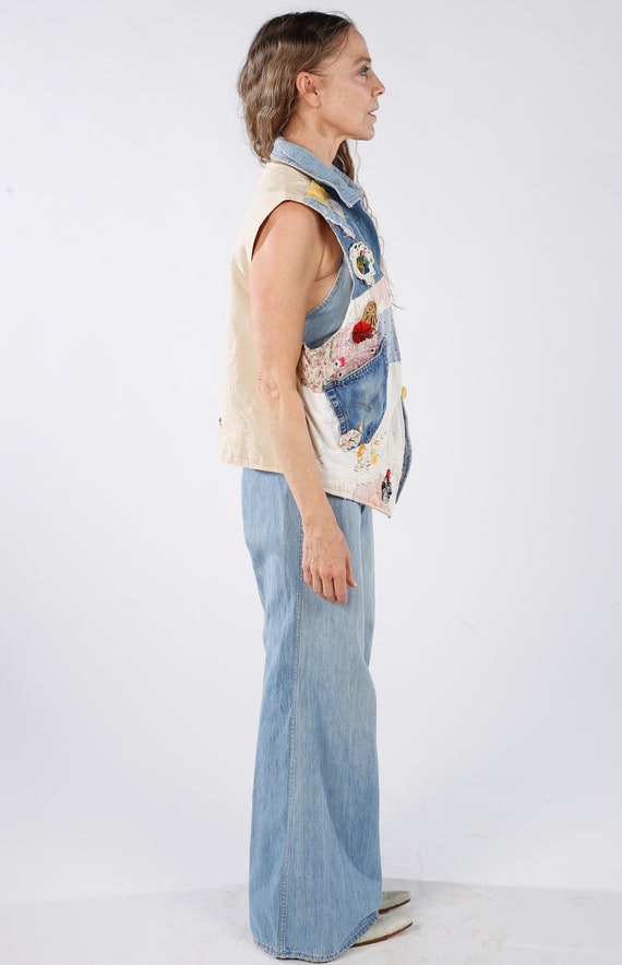 Denim Vest/ Quilt Vest/ Quilt Denim Vest/ Quilted… - image 3