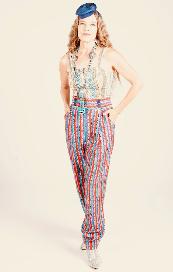 Jeanne Marc Trousers/ 80's Trousers/ Zebra Print … - image 1